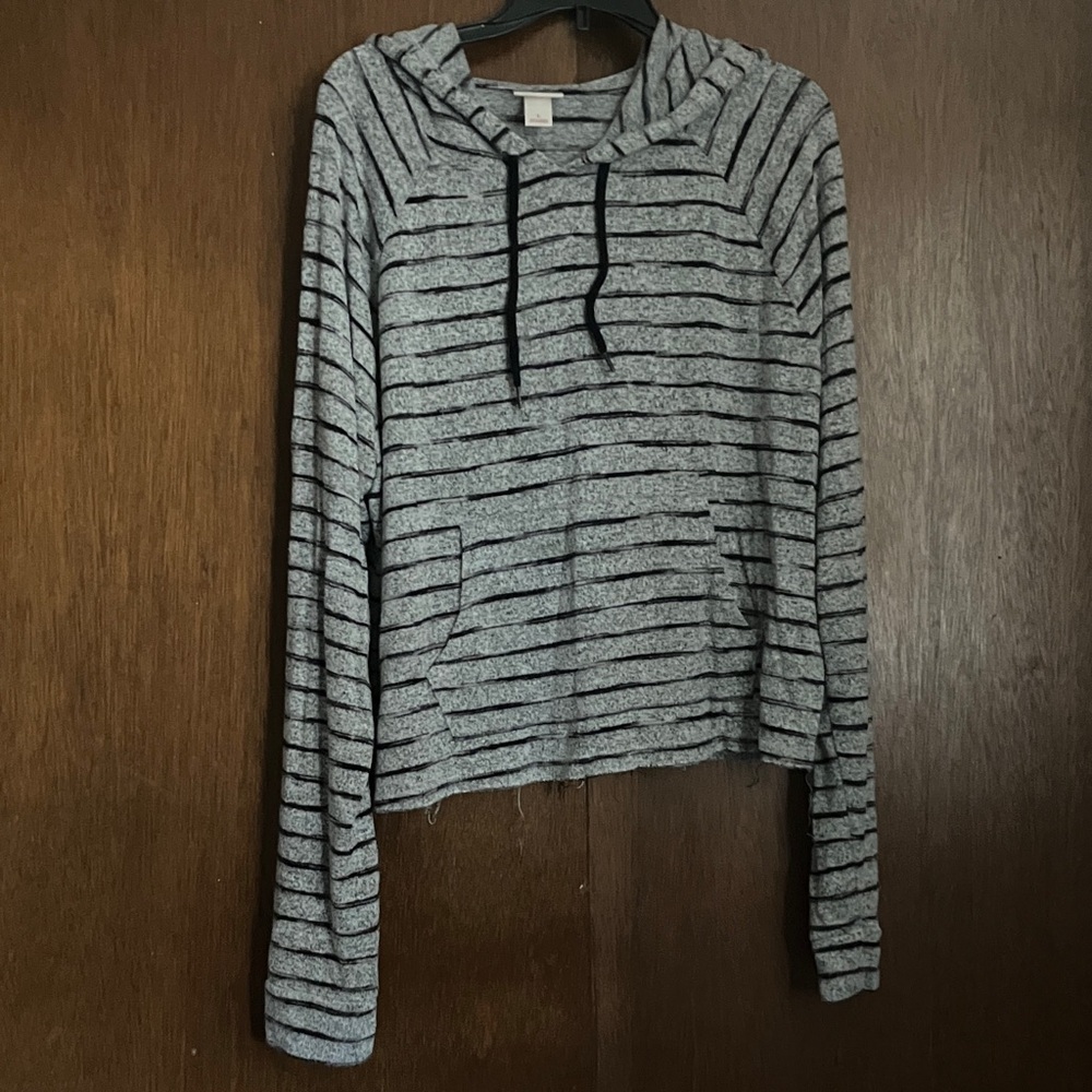 Gray Striped Women's Hoodie